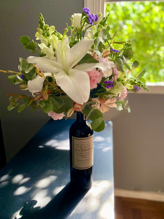 Flores com vinho